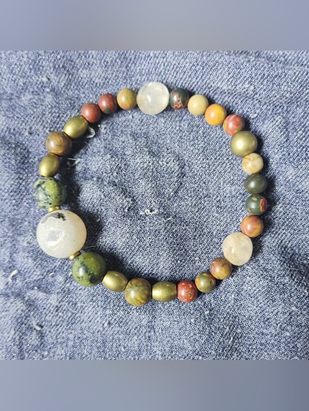 Handmade Druzy and Dry Creek Jasper Stretch Bracelet